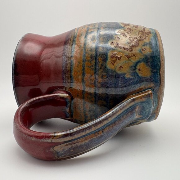 Conestoga River Pottery Ceramic Artisan Barrel Mug Brown Tan Blue (SKU: 279MI) - Picture 5 of 9